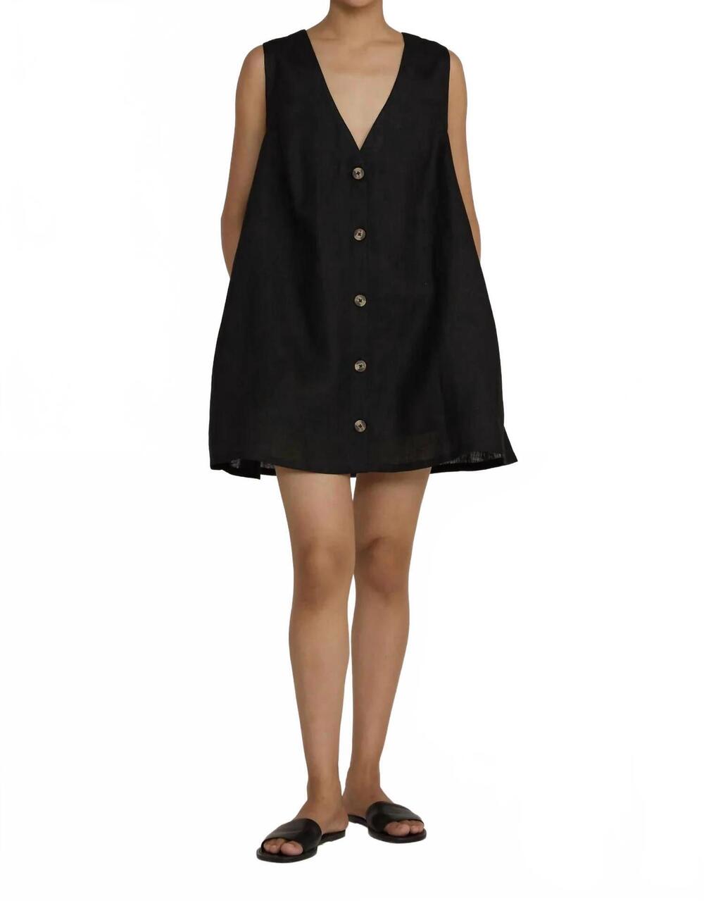 NEW LAUDE THE LABEL v-neck mini dress in black